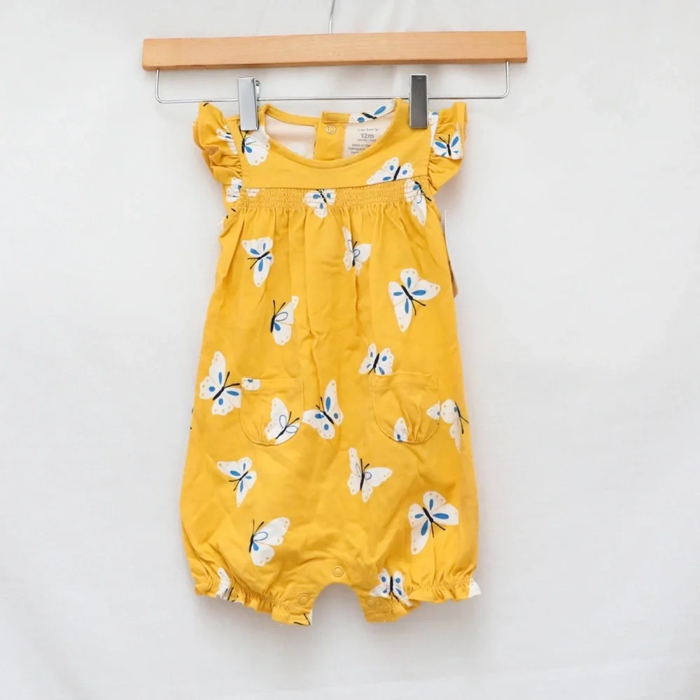 Set of 4 baby girl clothes 12m infant Carter's shorts bodysuits top new NWOT